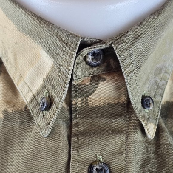 Columbia Shirt Mens Large Green Button Down River Lodge Deer Outdoors Hunting - Picture 3 of 8